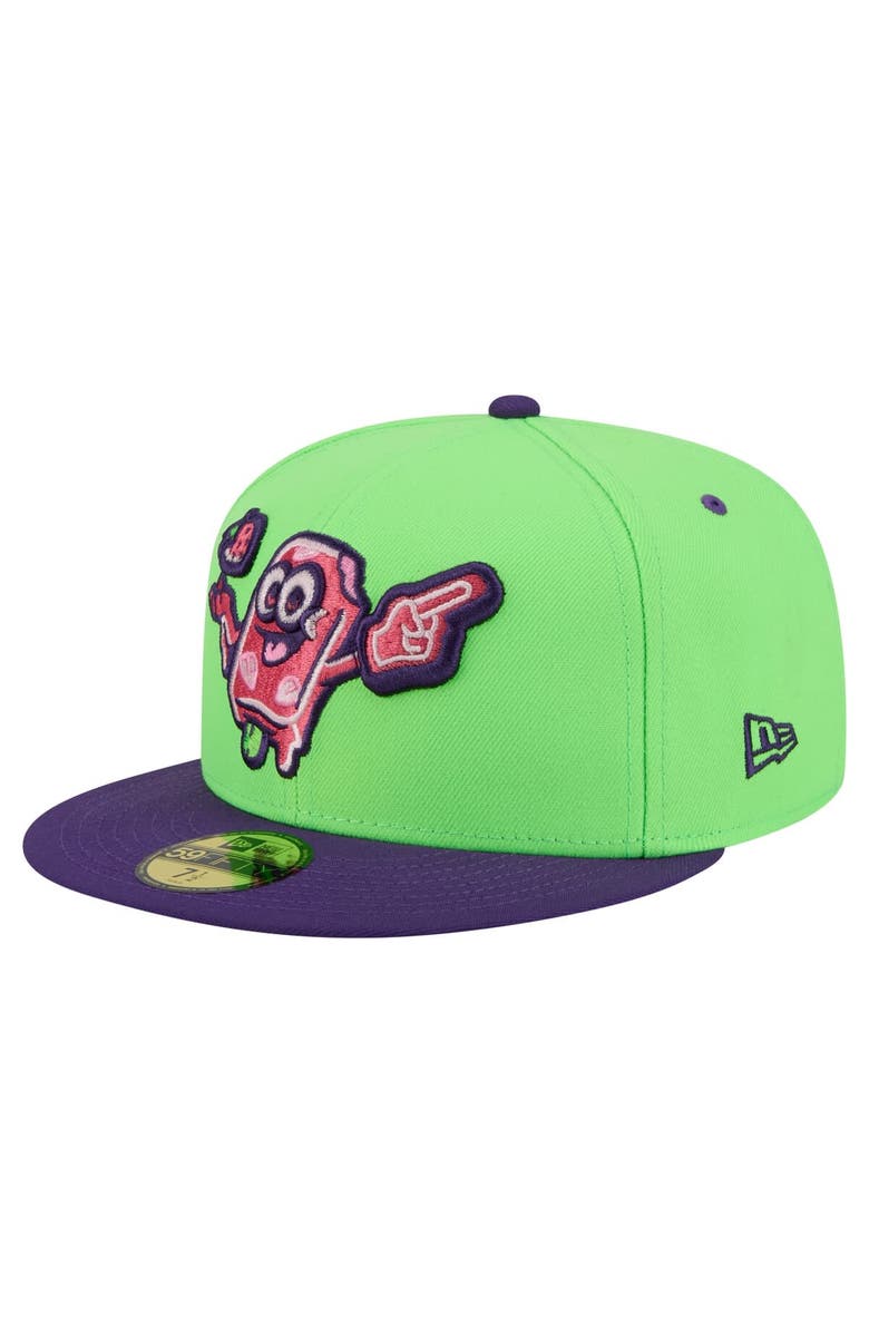 New Era Men's New Era Neon Green Beloit Sky Carp Copa de la Diversión 59FIFTY Fitted Hat, Main, color, Neon Green