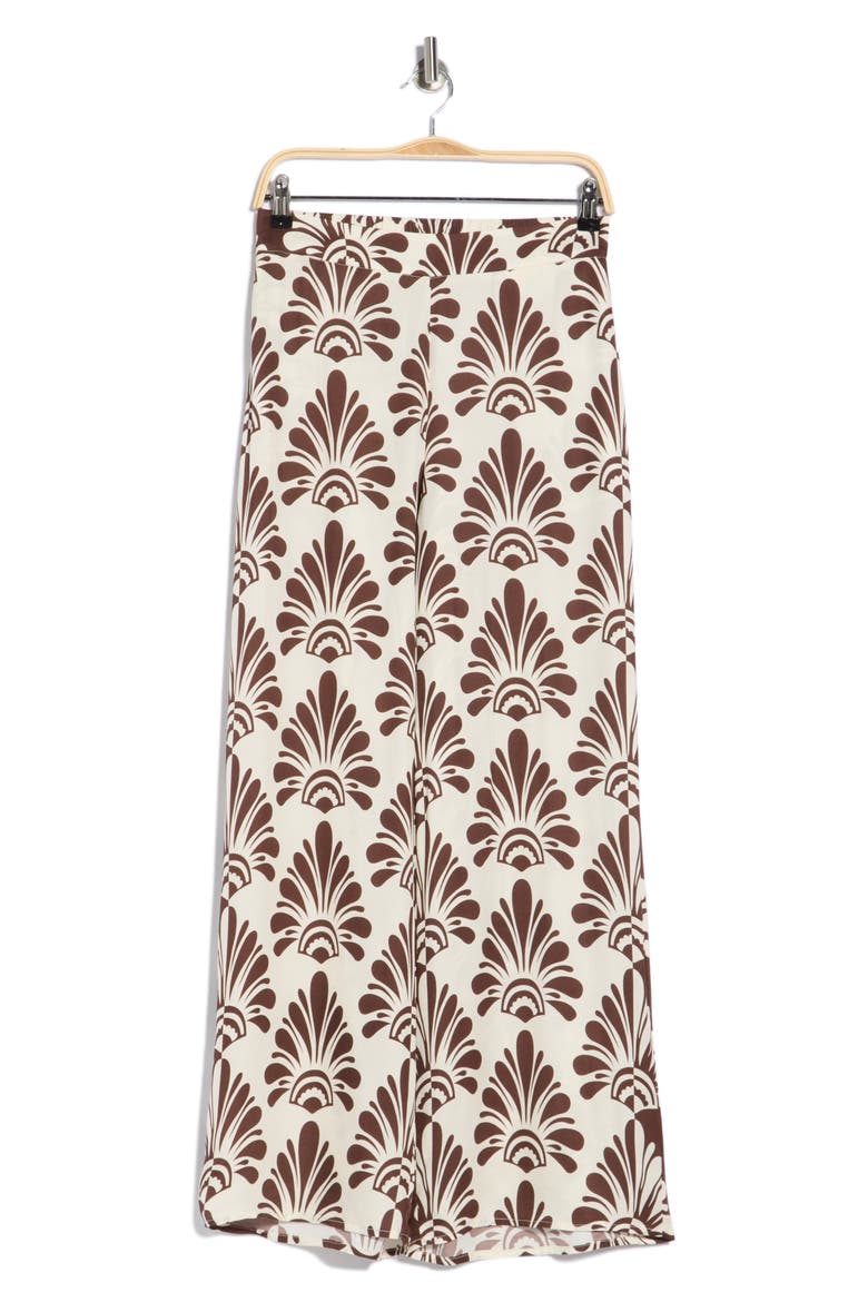Print Pants, Alternate, color, IVORY/ BROWN FAN PRINT