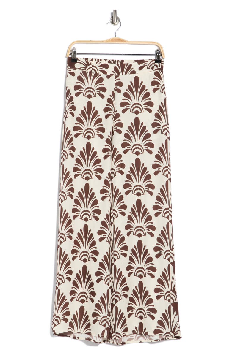 T Tahari Print Pants, Main, color, Ivory/ Brown Fan Print