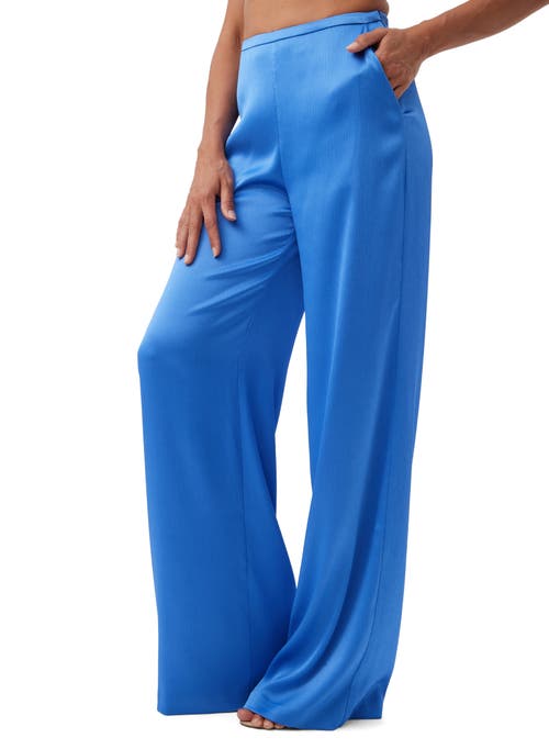 Trina Turk Tavia Wide Leg Satin Pant In Beach Ball Blue