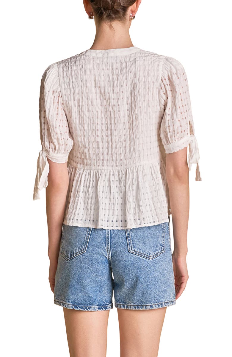 English Factory Gingham Poplin Top, Alternate, color, White