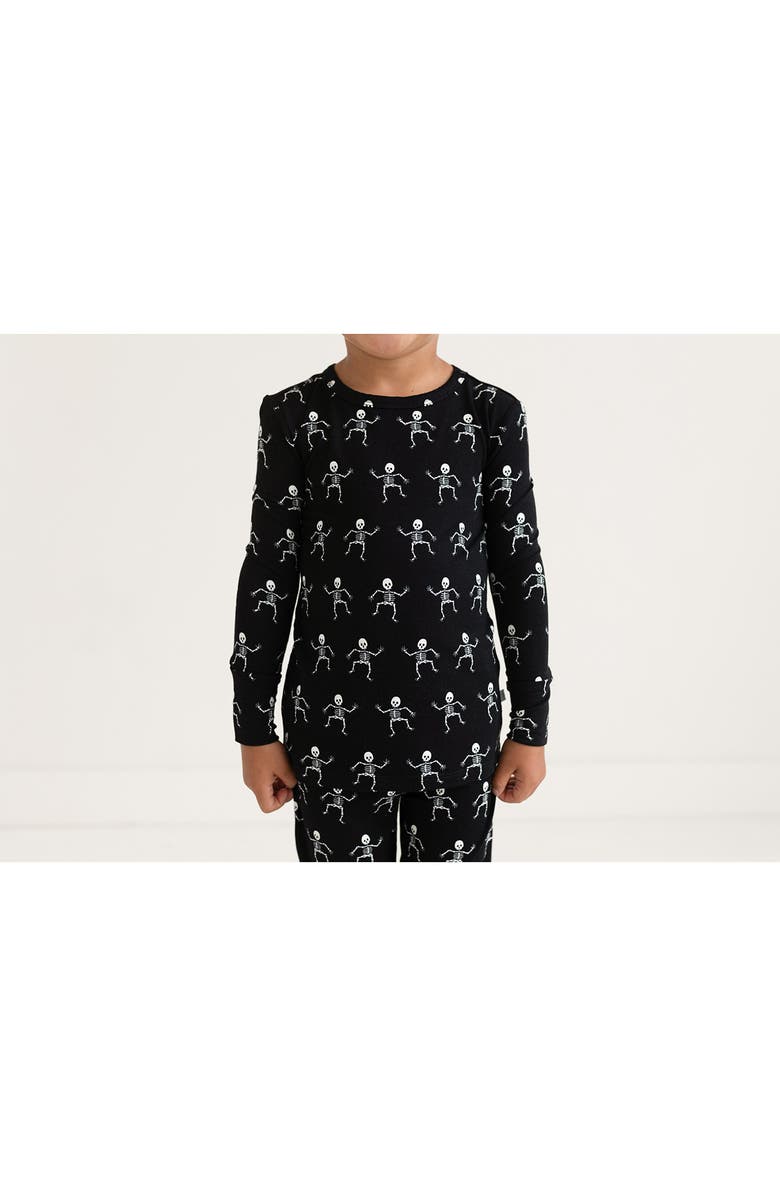 Posh Peanut Kids' Dancing Skelly Glow In The Dark Fitted Two-Piece Pajamas, Alternate, color, 