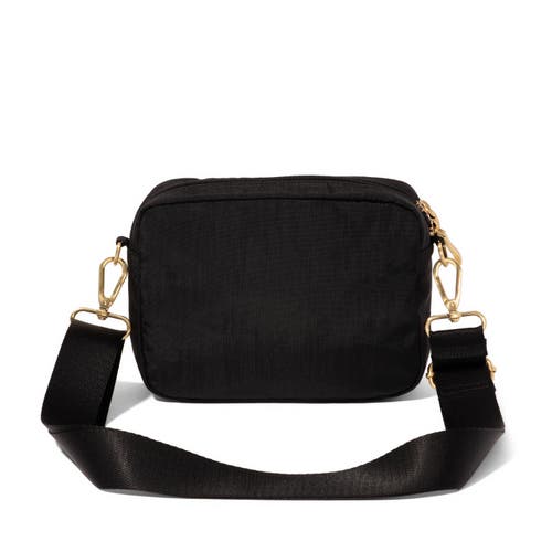 Baggallini Coastal Flip Lock Camera Bag Crossbody In Black W/gold Hardware