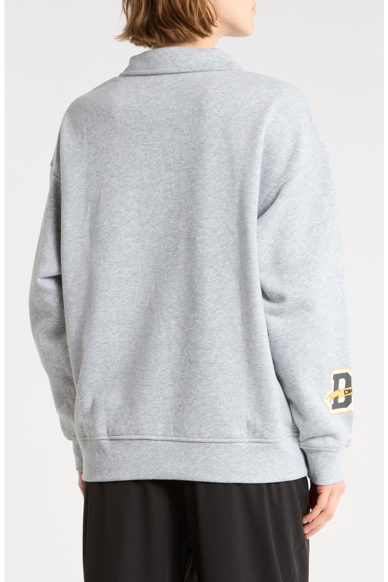 Campus Patch Oversized Quarter Zip Fleece Pullover, Alternate, color, PEARL GREY HEATHER