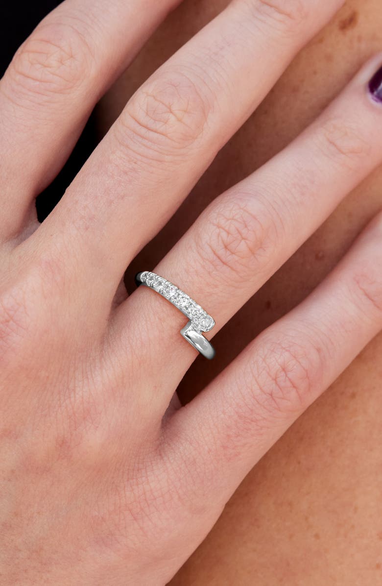 SAVVY CIE JEWELS Graduated Partway Cubic Zirconia Band Ring, Alternate, color, Silver