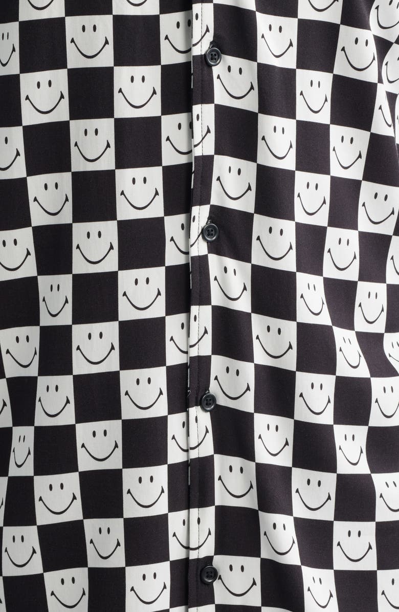 MARKET SMILEY<sup>®</sup> Checkerboard Print Camp Shirt, Alternate, color, Black/ White
