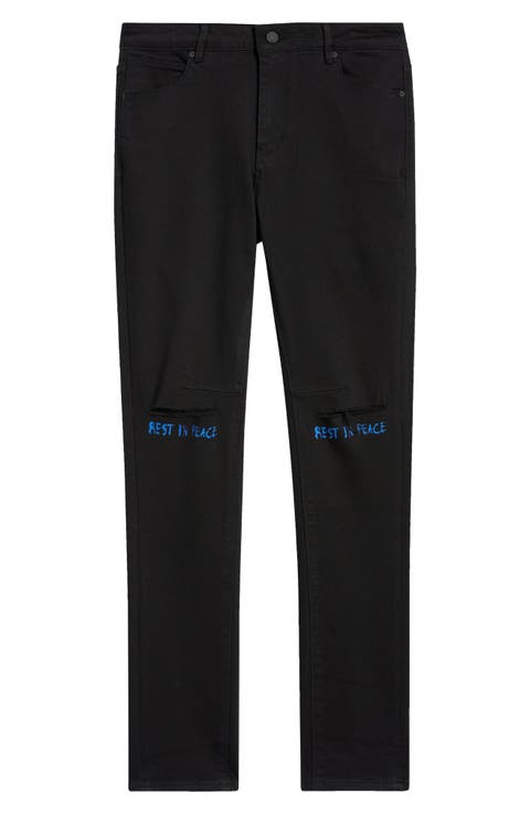 Bryant Ripped Skinny Jeans (Black Blue Rest in Peace)