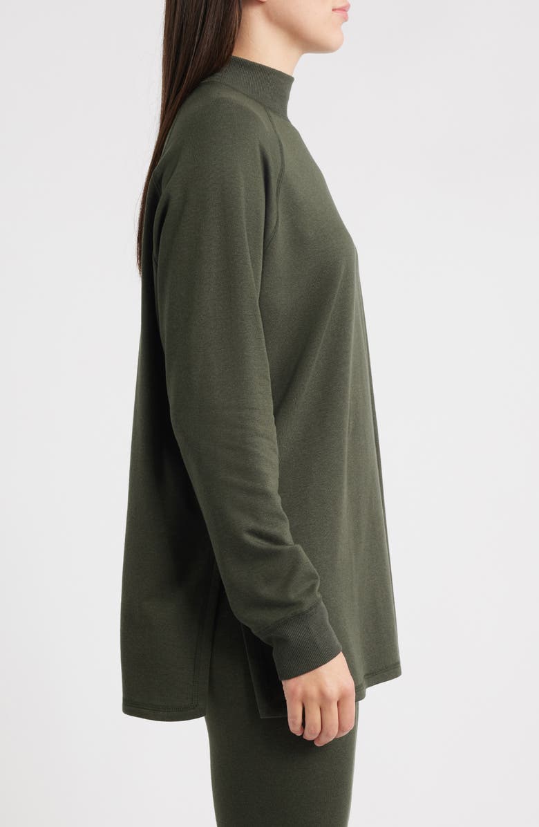 Eileen Fisher Mock Neck Long Sleeve Terry Shirt, Alternate, color, Woodland