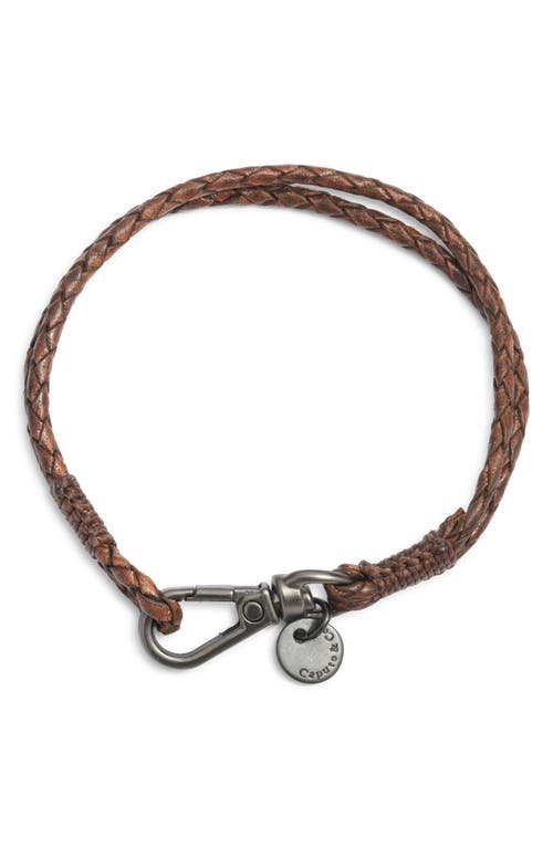 Caputo & Co Swivel Clasp Leather Bracelet In Brown