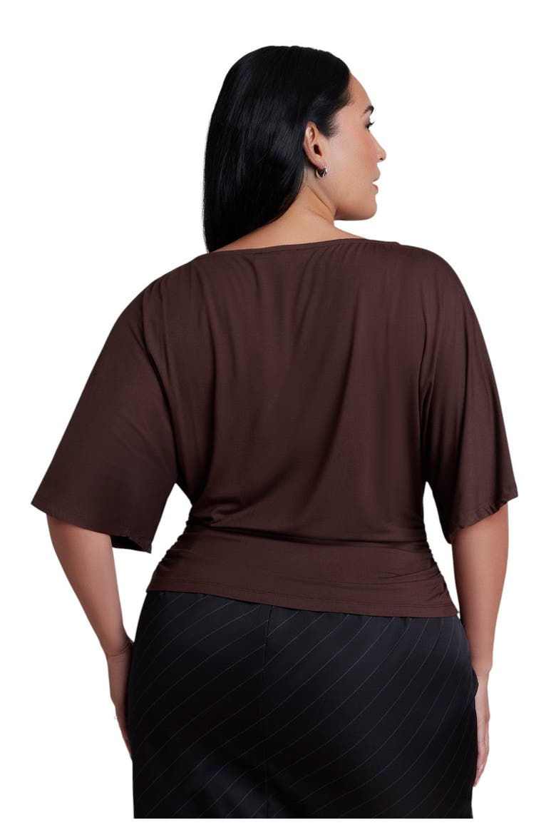 Cinched Waist Draped Top, Alternate, color, LIGHT HICKORY