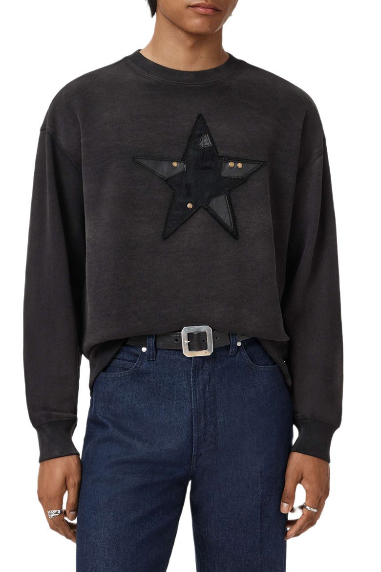 Mended Star Sweatshirt, Main, color, BLACK