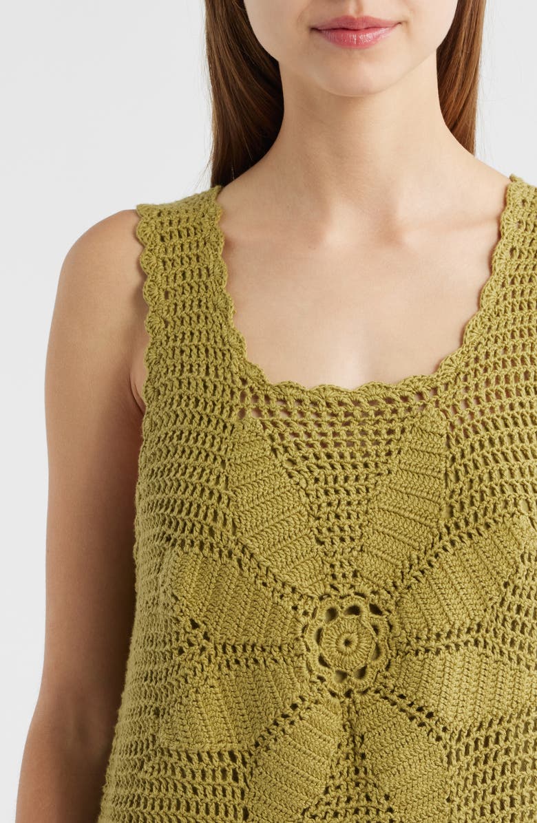 Cleobella Noelani Crochet Minidress, Alternate, color, Moss