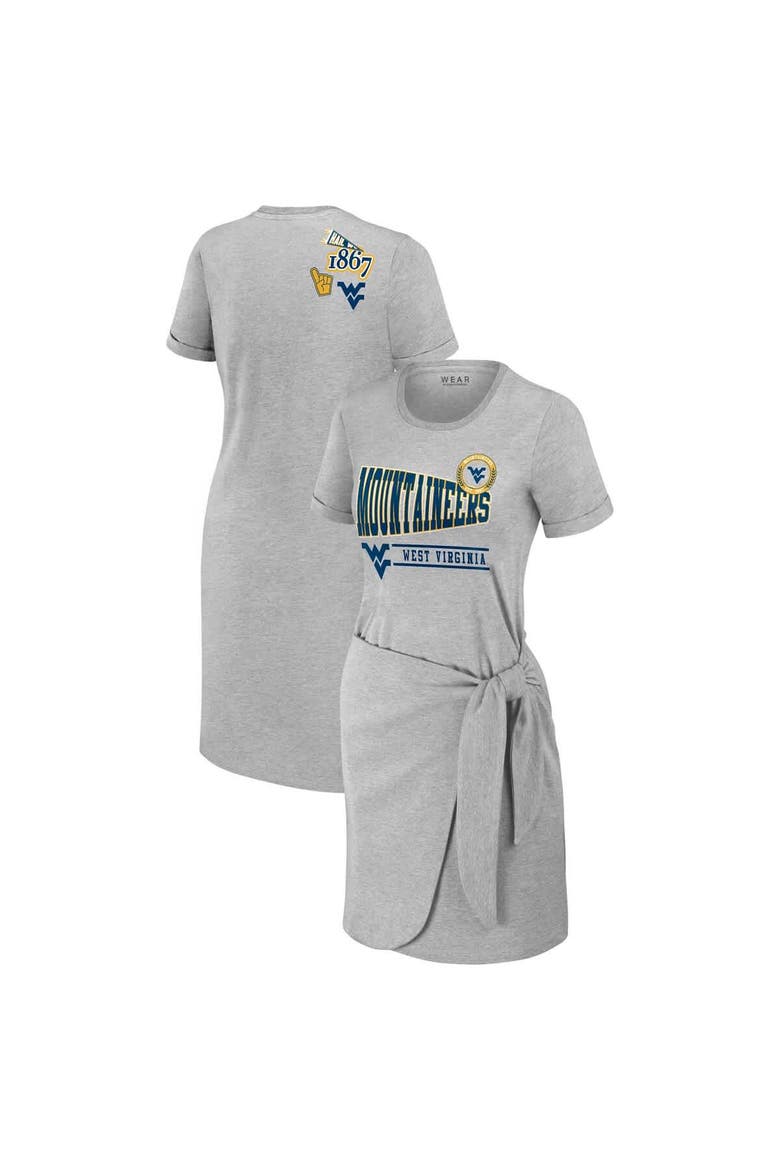 Women's WEAR by Erin Andrews Heather Gray West Virginia Mountaineers Knotted T-Shirt Dress, Main, color, Heather Gray