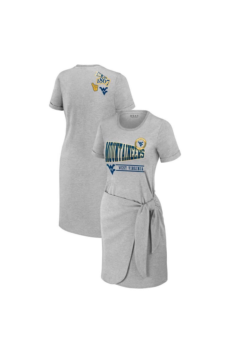 WEAR by Erin Andrews Women's WEAR by Erin Andrews Heather Gray West Virginia Mountaineers Knotted T-Shirt Dress, Main, color, Heather Gray