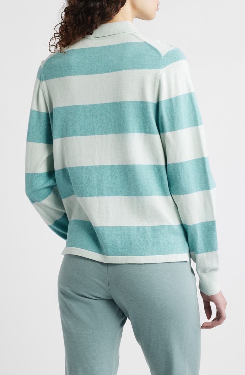 Wyeth Stripe Cotton & Cashmere Polo Sweater, Alternate, color, Azure