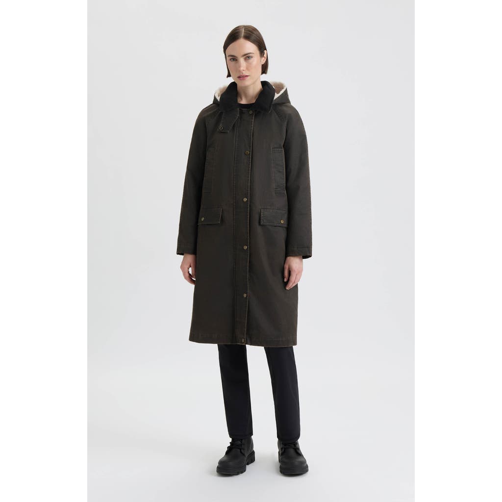 Hunter Ellie Coated Padded Longline Coat In Brown