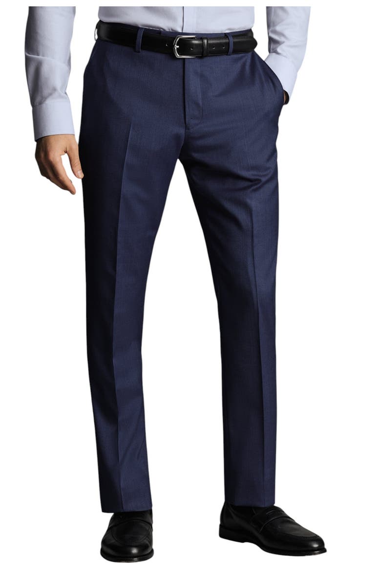 Charles Tyrwhitt Ultimate Performance Sharkskin Suit Trousers, Main, color, Royal Blue