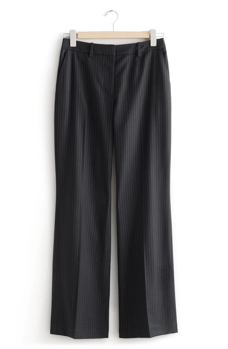 & Other Stories Pinstripe High Waist Split Hem Wool Blend Pants, Alternate, color,