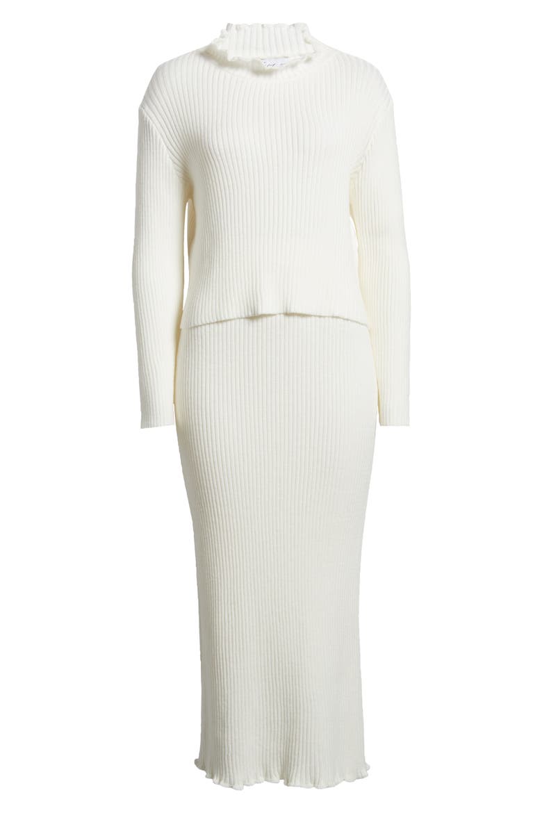 Payton Mock Neck Top & Maxi Skirt Rib Set, Alternate, color, WHITE