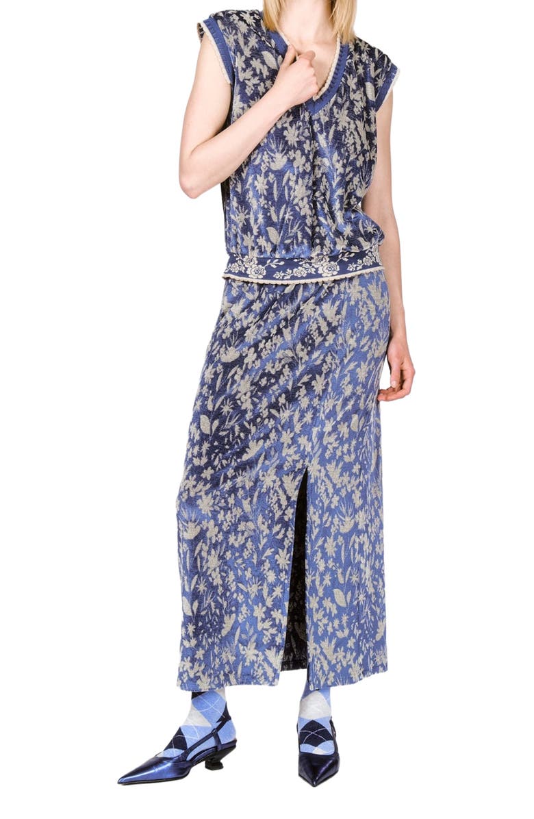 Anna Sui Bluebell Velour Maxi Skirt, Alternate, color, 