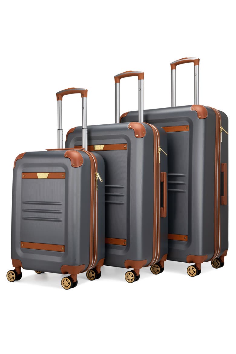 Vintage 3 Piece Expandable Spinner Luggage Set, Alternate, color, Gray