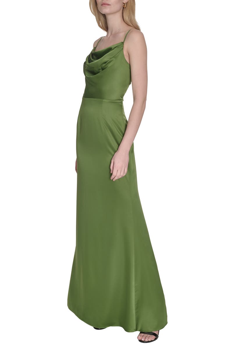 Vince Camuto Satin Cowl Neck Gown, Alternate, color, Olive