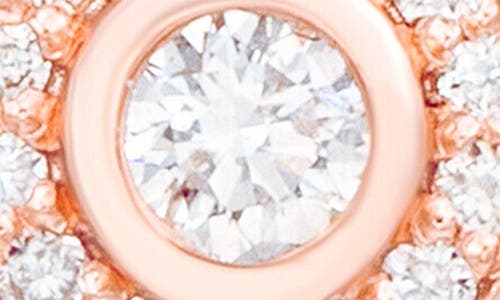 Suzy Levian Diamonds 14k Gold Round Diamond Halo Stud Earrings In Rose