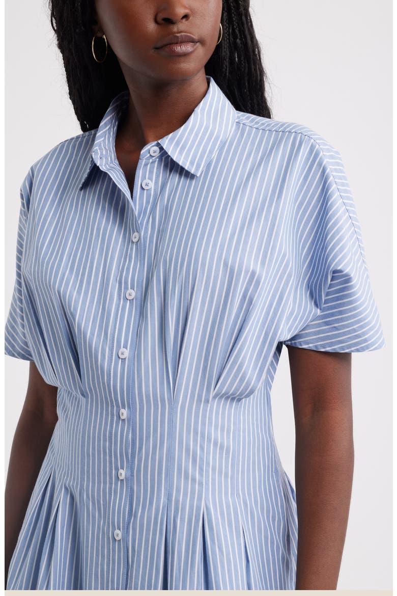 Stripe Pleated Dolman Sleeve Midi Shirtdress, Alternate, color, BLUE BEYOND CORA STRIPE