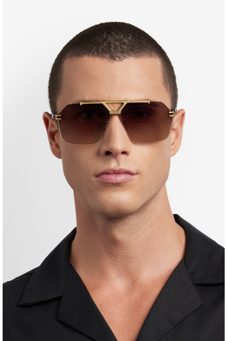 63mm Oversize Gradient Geometric Square Sunglasses, Alternate, color, GOLD HAVANA