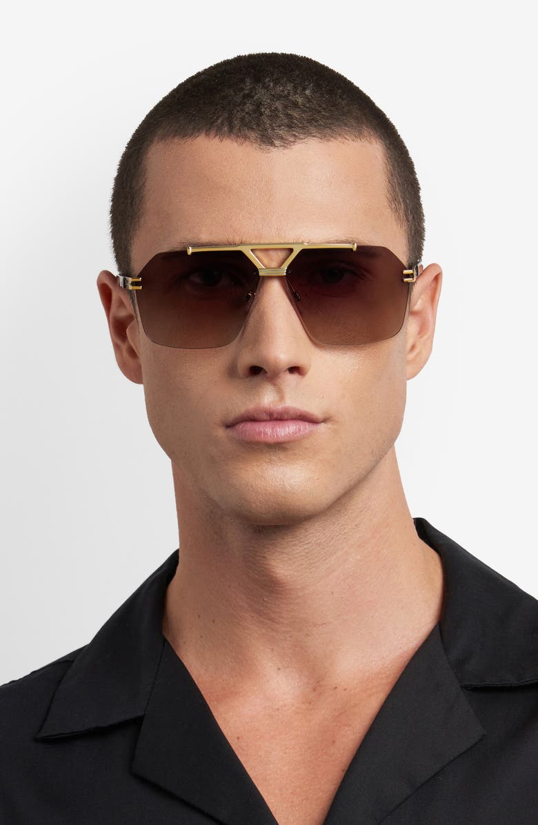 Marc Jacobs 63mm Oversize Gradient Geometric Square Sunglasses, Alternate, color, Gold Havana