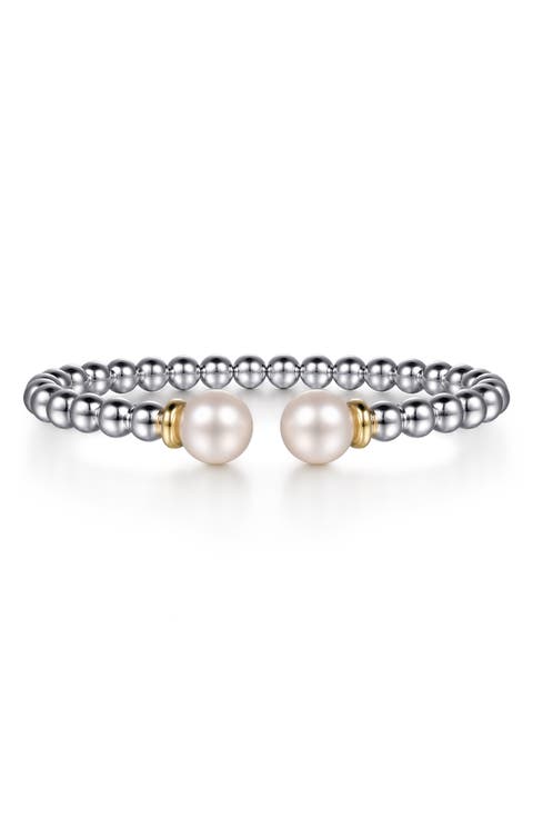 Bujukan Pearl & 14K Gold Sterling Silver Bangle Bracelet