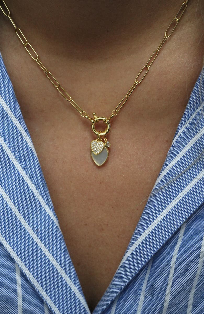 Argento Vivo Sterling Silver Triple Charm Pendant Necklace, Alternate, color, Gold