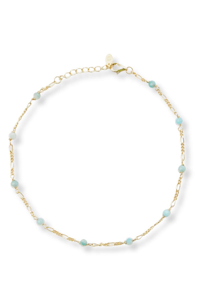 Argento Vivo Sterling Silver Amazonite Figaro Chain Bracelet, Main, color,