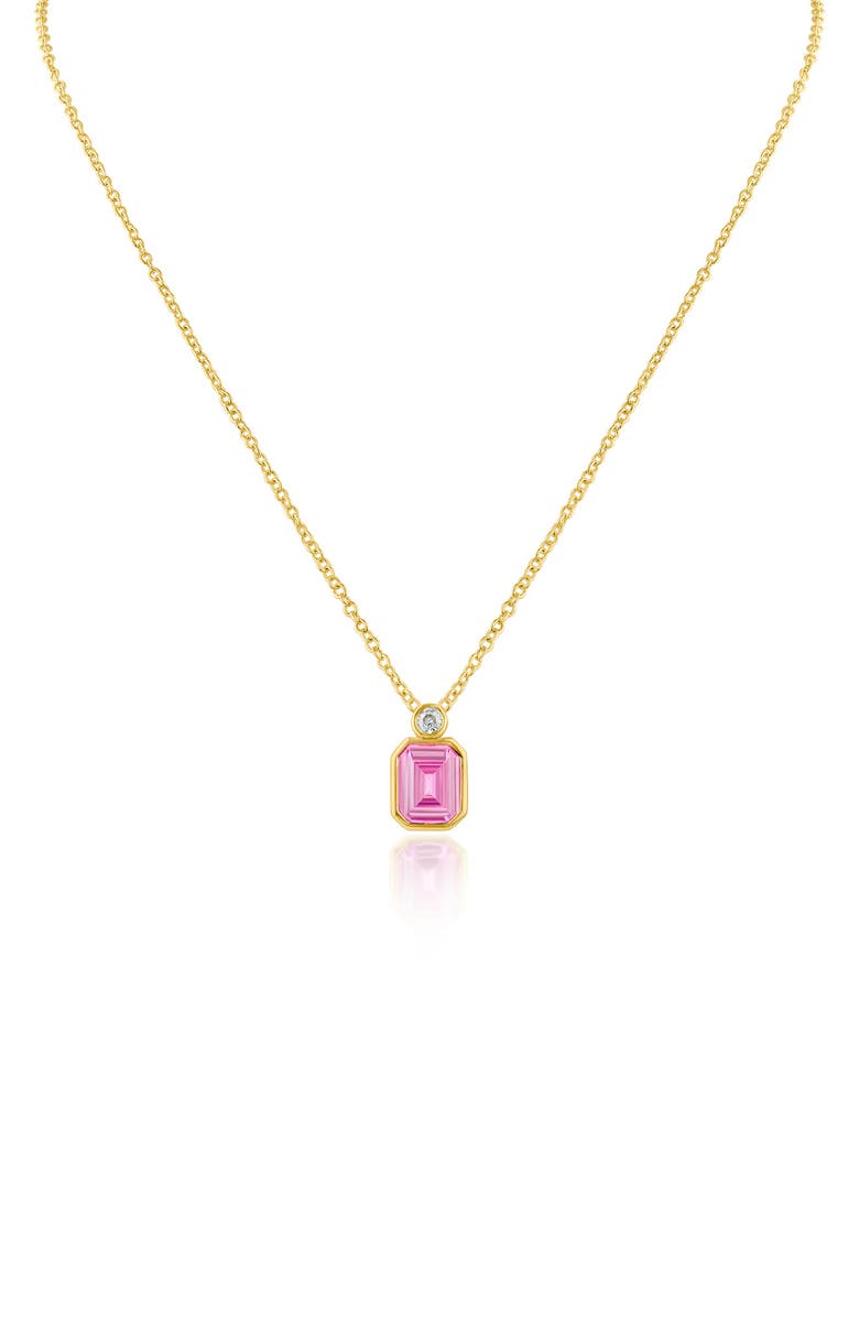 CZ by Kenneth Jay Lane Mixed Cubic Zirconia Pendant Necklace, Main, color, Pink/ Gold