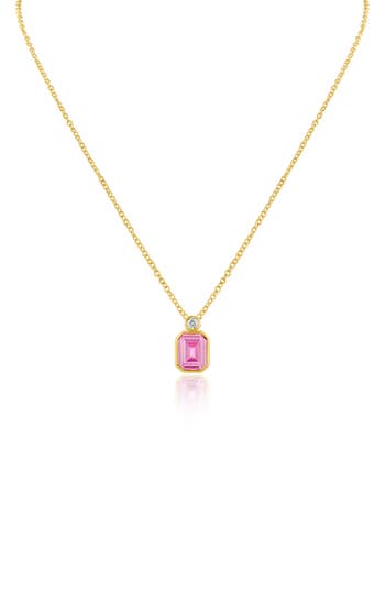 Cz By Kenneth Jay Lane Mixed Cubic Zirconia Pendant Necklace In Pink/gold
