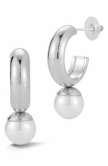 GLAZE JEWELRY Faux Pearl Drop Hoop Earrings