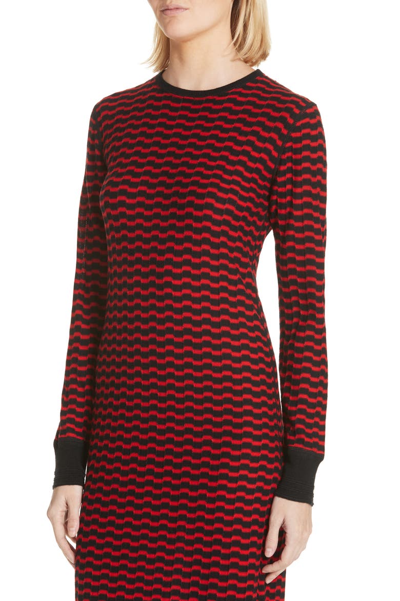 Stripe Wool Sweater-Dress, Alternate, color, BLACK/ RED