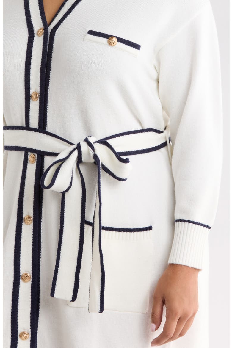 Lovely Jewel Button Cardigan, Alternate, color, IVORY NAVY