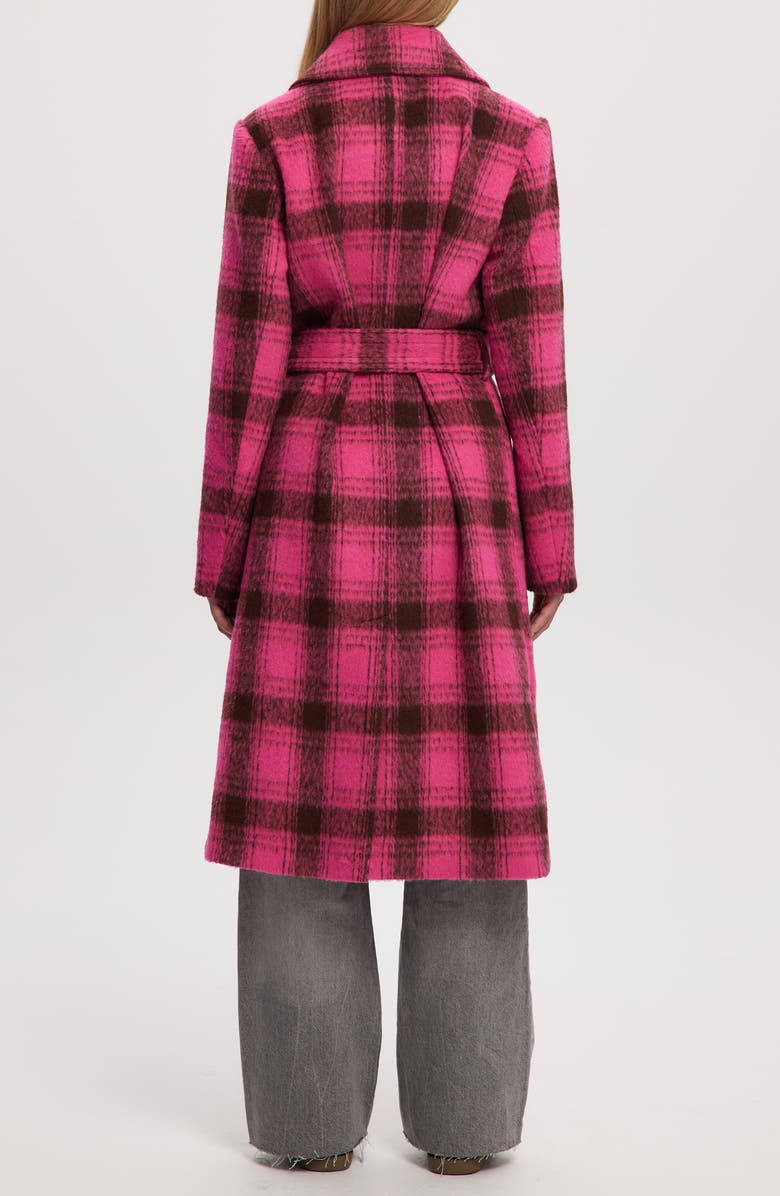 Noize Katja Vegan Wool Plaid Coat, Alternate, color, Hot Pink