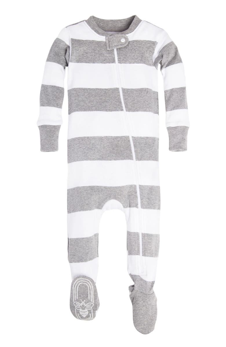 Burt's Bees Baby Burt's Bees Rugby Stripe Fitted One-Piece Pajamas, Main, color,