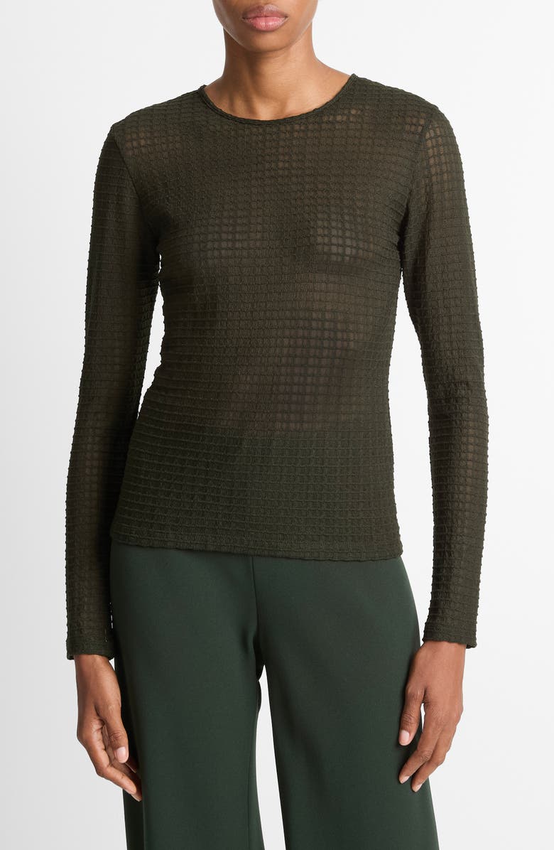 Vince Shadow Grid Top, Main, color, Verde