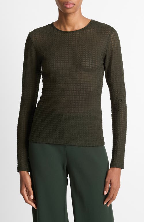 Vince Long Sleeve Crewneck Top In Green