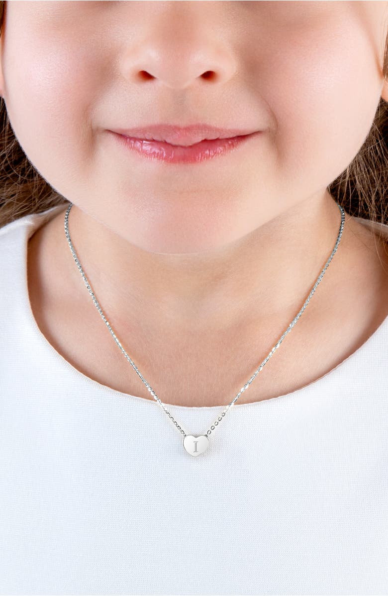 Tiny Blessings Sterling Silver Mini Sliding Heart & Engraved Initial 12-14" Necklace, Alternate, color, Silver - I