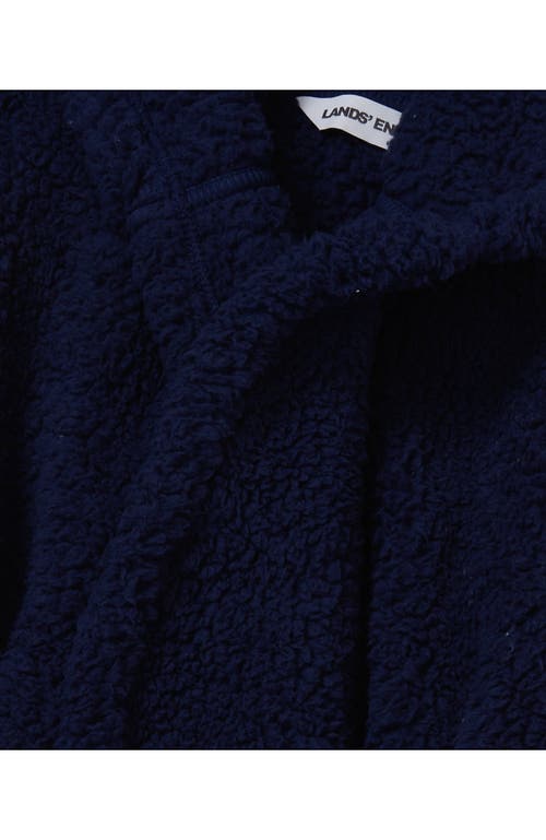 Lands' End Kids High Pile Plush Hooded Robe And Headband In Blue