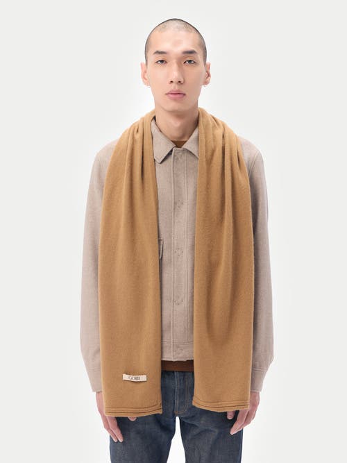 Gobi Mongolian Cashmere Cashmere Jersey Knit Scarf In Almond
