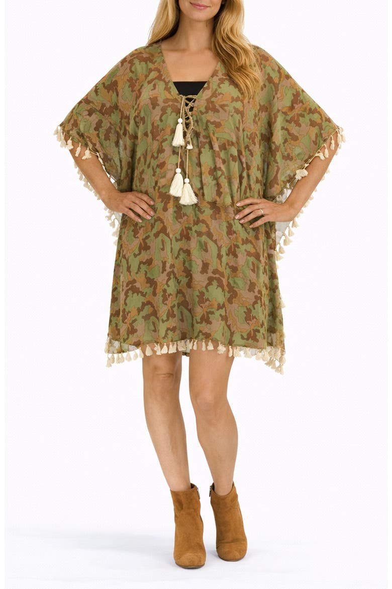 Camo Short Caftan Cover-Up, Main, color, CAMEO