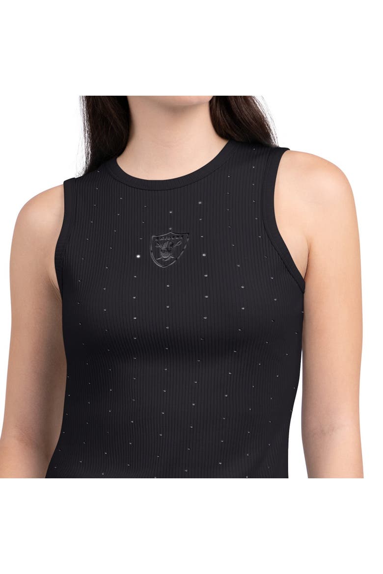 Women's Starter Black Las Vegas Raiders Rhinestone Sprinkle Ribbed Tank, Alternate, color, Black