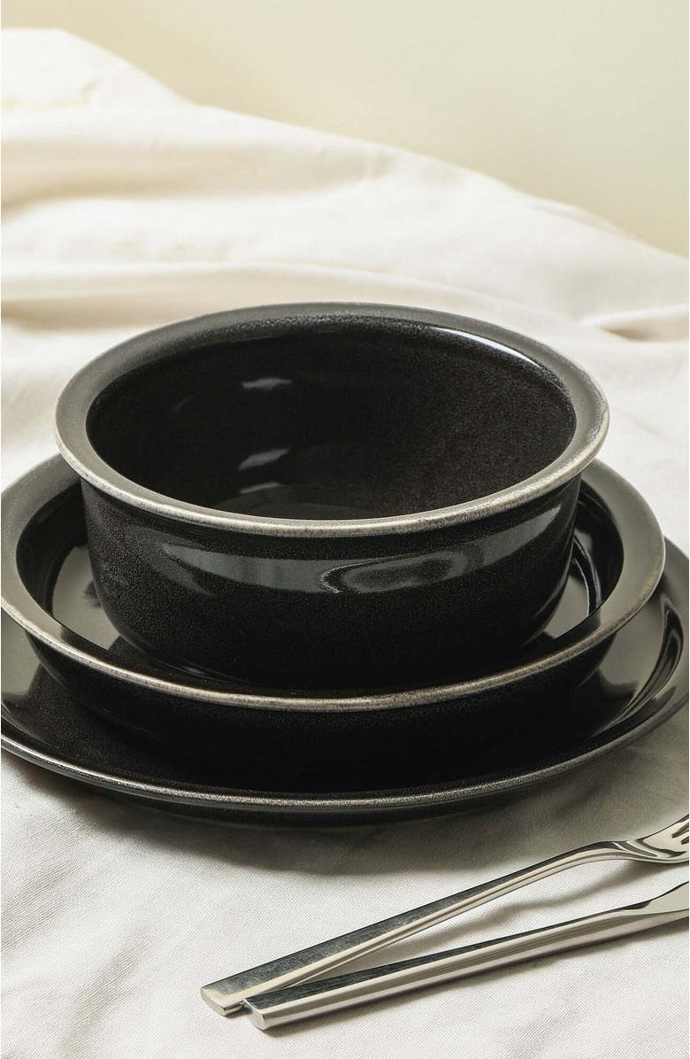 Stone Lain Slate Stoneware 12-Piece Dinnerware Set, Alternate, color, Black