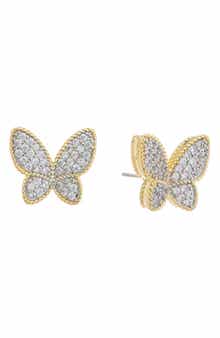 Juvell Pavé Cubic Zirconia Butterfly Stud Earrings