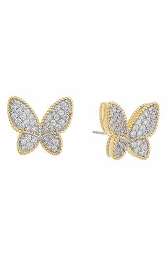 Juvell Pavé Cubic Zirconia Butterfly Stud Earrings